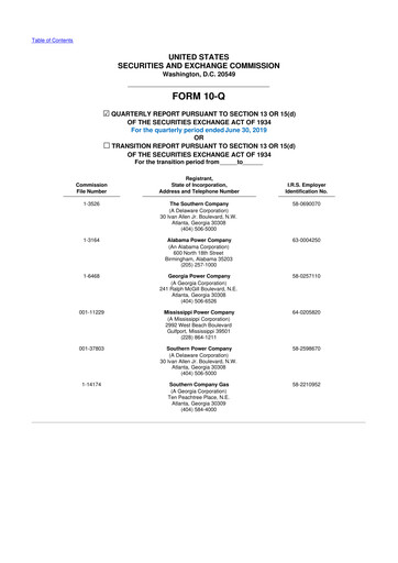 Thumbnail Southern Company 10-Q Quarterly Report FY2019 