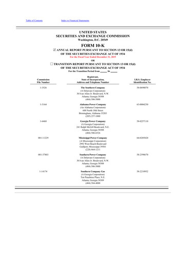 Thumbnail Southern Company 10-K Annual Report 2019