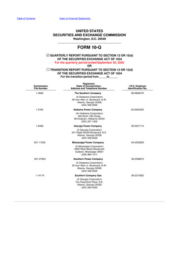 Thumbnail Southern Company 10-Q Quarterly Report FY2020 