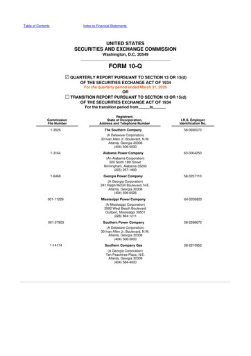Thumbnail Southern Company 10-Q Quarterly Report FY 