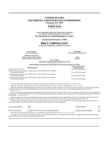 Thumbnail Truist Financial Corporation 10-K Annual Report 2012