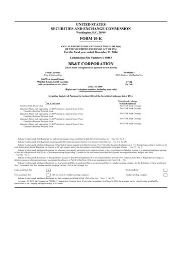 Thumbnail Truist Financial Corporation 10-K Annual Report 2014