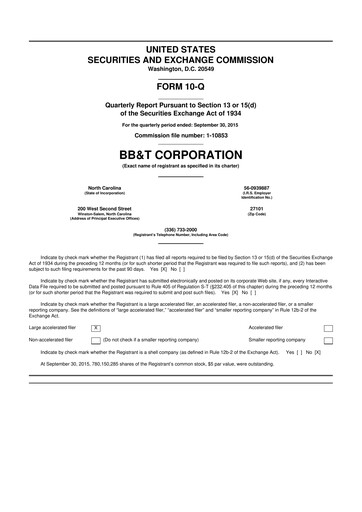 Thumbnail Truist Financial Corporation 10-Q Quarterly Report FY2015 