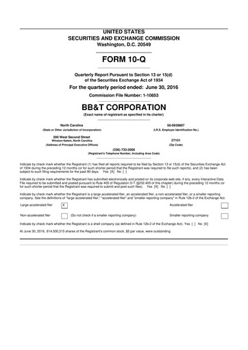 Thumbnail Truist Financial Corporation 10-Q Quarterly Report FY2016 
