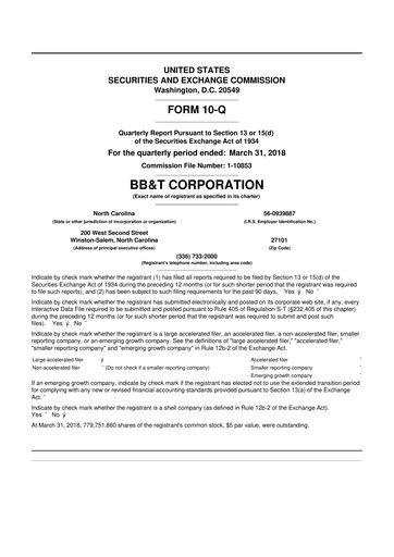 Thumbnail Truist Financial Corporation 10-Q Quarterly Report FY2018 