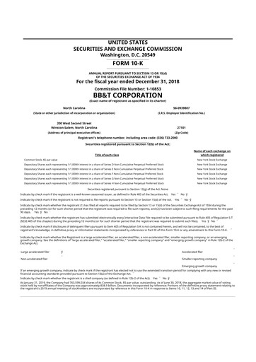 Thumbnail Truist Financial Corporation 10-K Annual Report 2018