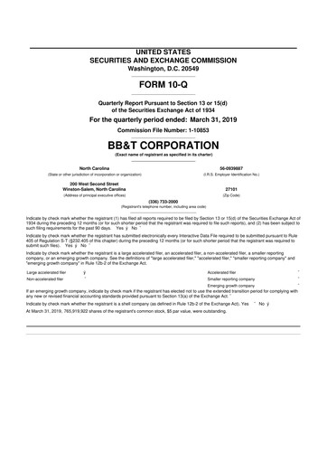 Thumbnail Truist Financial Corporation 10-Q Quarterly Report FY2019 