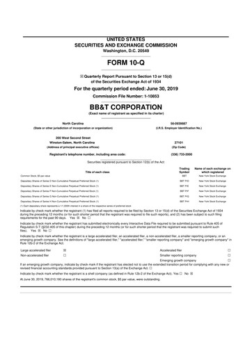 Thumbnail Truist Financial Corporation 10-Q Quarterly Report FY2019 