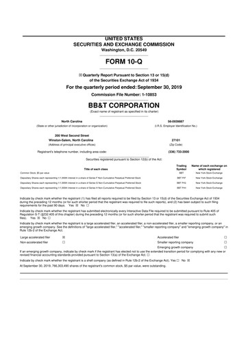 Thumbnail Truist Financial Corporation 10-Q Quarterly Report FY2019 
