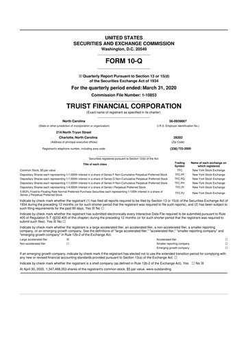 Thumbnail Truist Financial Corporation 10-Q Quarterly Report FY2020 