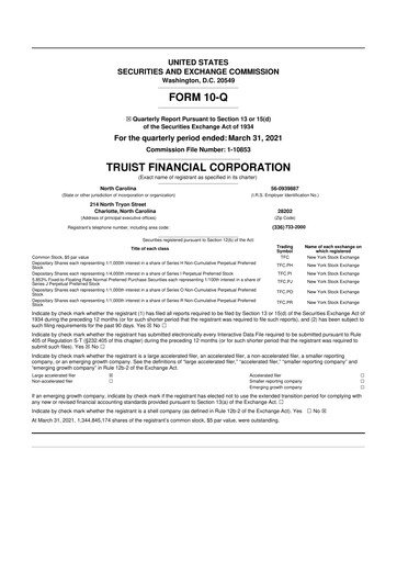 Thumbnail Truist Financial Corporation 10-Q Quarterly Report FY2021 
