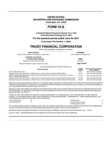 Thumbnail Truist Financial Corporation 10-Q Quarterly Report FY2021 
