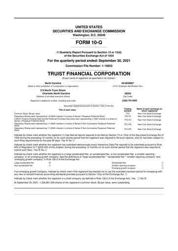 Thumbnail Truist Financial Corporation 10-Q Quarterly Report FY2021 