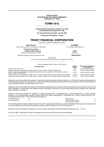 Thumbnail Truist Financial Corporation 10-Q Quarterly Report FY2025 