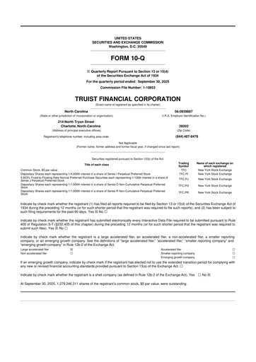 Thumbnail Truist Financial Corporation 10-Q Quarterly Report FY2025 