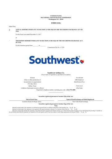 Thumbnail Southwest Airlines 10-K Annual Report 2017