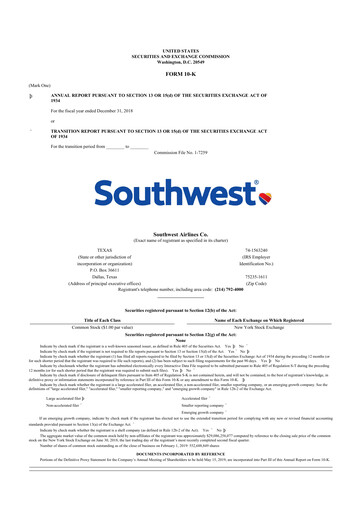 Thumbnail Southwest Airlines 10-K Annual Report 2018