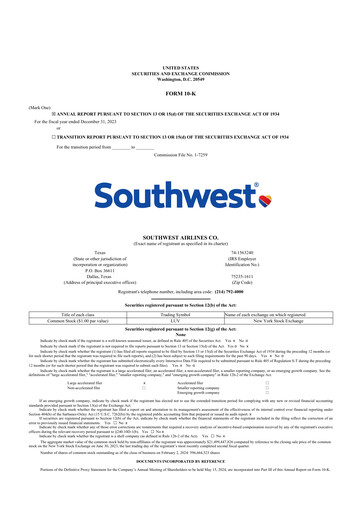 Thumbnail Southwest Airlines 10-K Annual Report 2023