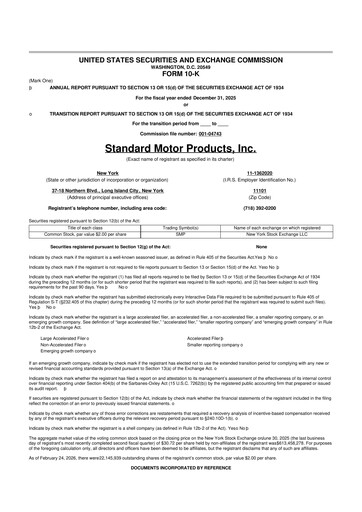 Thumbnail Standard Motor Products 10-K Annual Report 2025