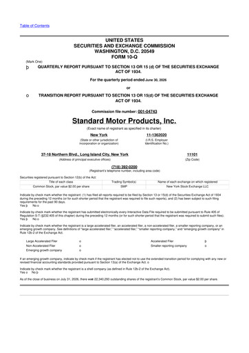 Vorschaubild Standard Motor Products 10-Q Quartalsbericht 2026 