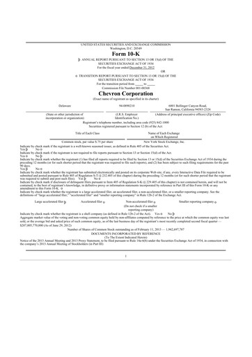 Thumbnail Chevron 10-K Annual Report 2012