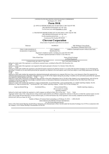 Thumbnail Chevron 10-K Annual Report 2013