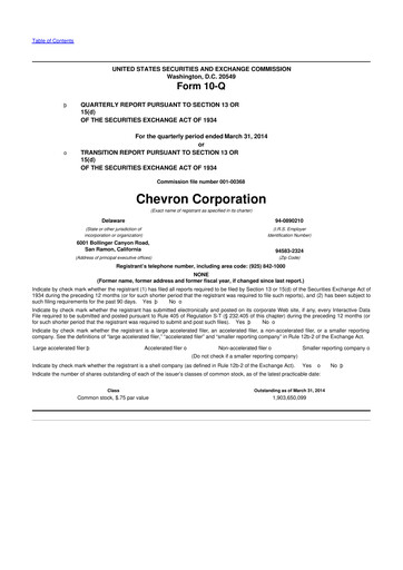 Thumbnail Chevron 10-Q Quarterly Report FY2014 