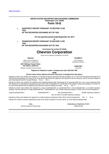 Thumbnail Chevron 10-Q Quarterly Report FY2014 