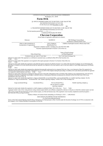 Thumbnail Chevron 10-K Annual Report 2014