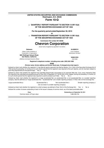Thumbnail Chevron 10-Q Quarterly Report FY2015 