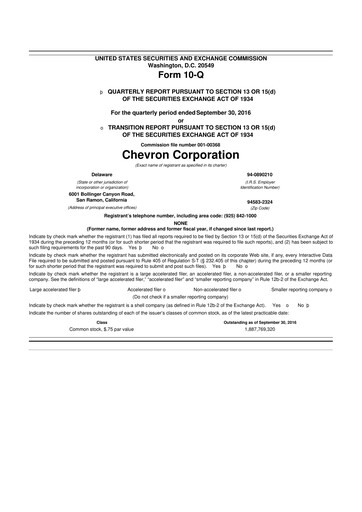 Thumbnail Chevron 10-Q Quarterly Report FY2016 
