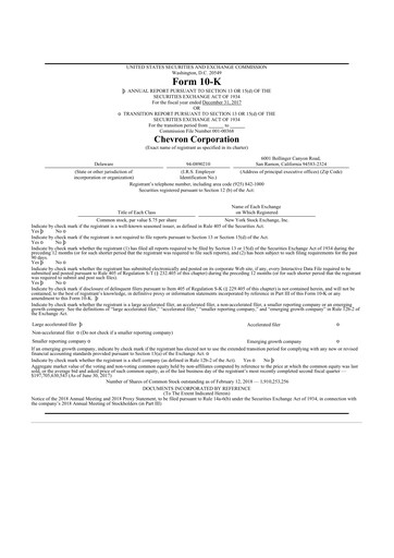 Thumbnail Chevron 10-K Annual Report 2017