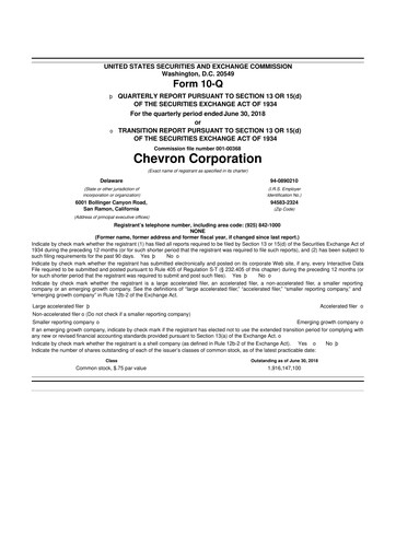 Thumbnail Chevron 10-Q Quarterly Report FY2018 