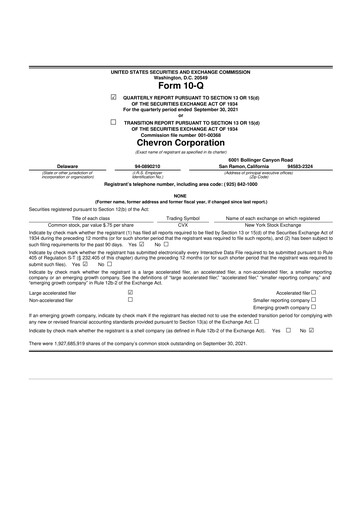 Thumbnail Chevron 10-Q Quarterly Report FY2021 