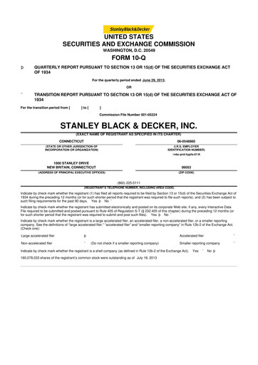 Thumbnail Stanley Black & Decker

 10-Q Quarterly Report FY2013 