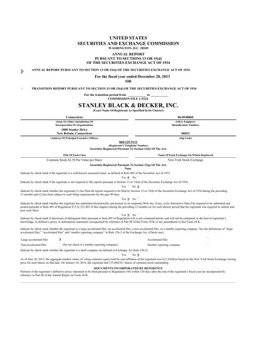 Thumbnail Stanley Black & Decker

 10-K Annual Report 2013