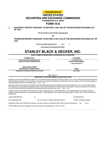 Thumbnail Stanley Black & Decker

 10-Q Quarterly Report FY2014 