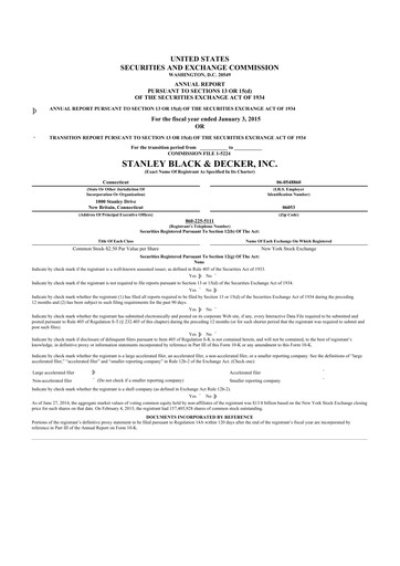 Thumbnail Stanley Black & Decker

 10-K Annual Report 2014