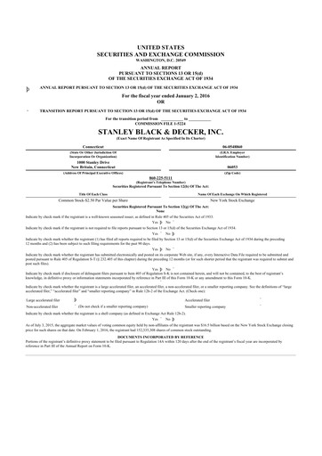 Thumbnail Stanley Black & Decker

 10-K Annual Report 2015