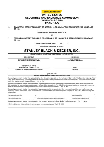 Thumbnail Stanley Black & Decker

 10-Q Quarterly Report FY2016 