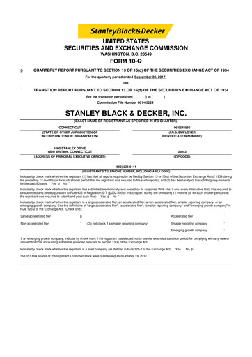 Thumbnail Stanley Black & Decker

 10-Q Quarterly Report FY2016 