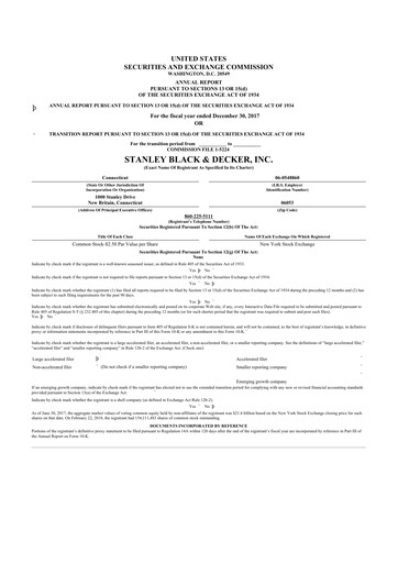 Thumbnail Stanley Black & Decker

 10-K Annual Report 2017