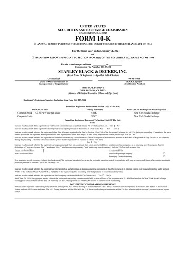 Thumbnail Stanley Black & Decker

 10-K Annual Report 2020