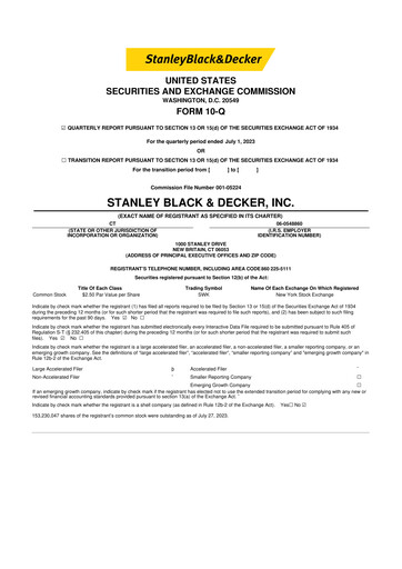 Thumbnail Stanley Black & Decker

 10-Q Quarterly Report FY2023 