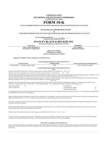 Thumbnail Stanley Black & Decker

 10-K Annual Report 2024