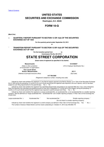Thumbnail State Street Corporation
 10-Q Quarterly Report FY2012 