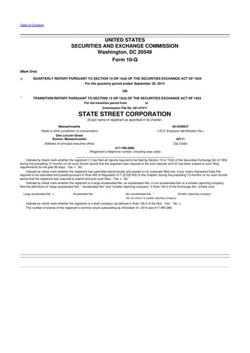 Thumbnail State Street Corporation
 10-Q Quarterly Report FY2014 