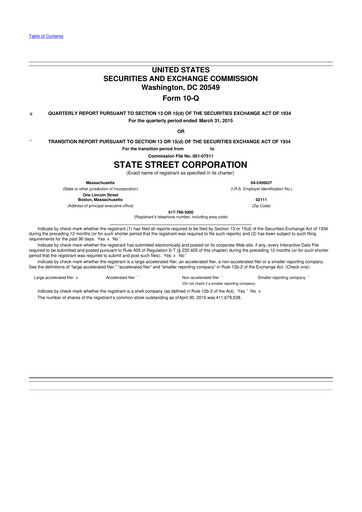 Thumbnail State Street Corporation
 10-Q Quarterly Report FY2015 