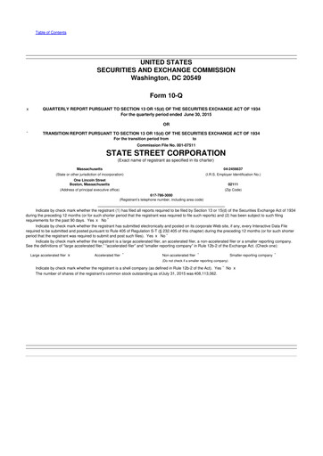 Thumbnail State Street Corporation
 10-Q Quarterly Report FY2015 