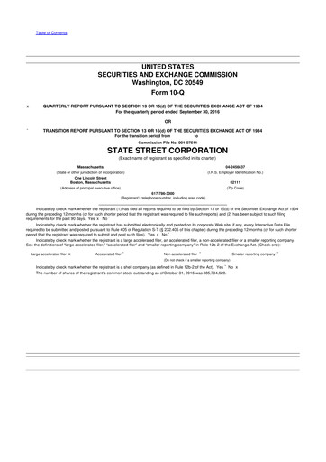 Thumbnail State Street Corporation
 10-Q Quarterly Report FY2016 